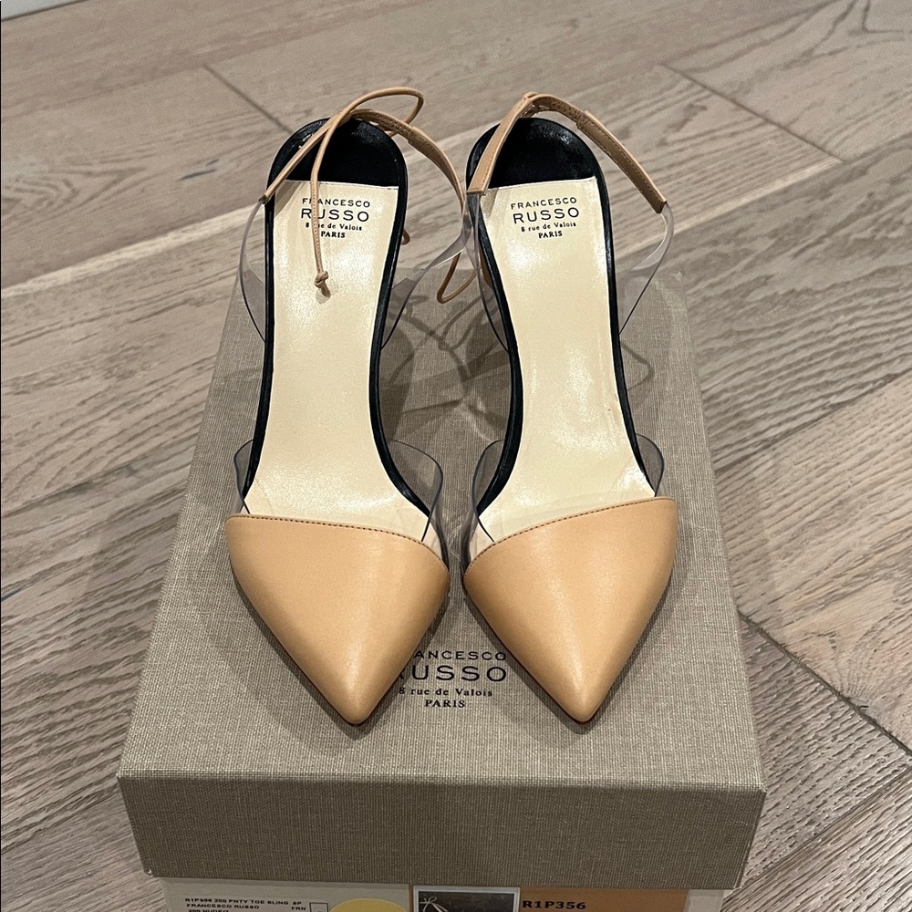 Francesco Russo Beige Pointed Toe Heels